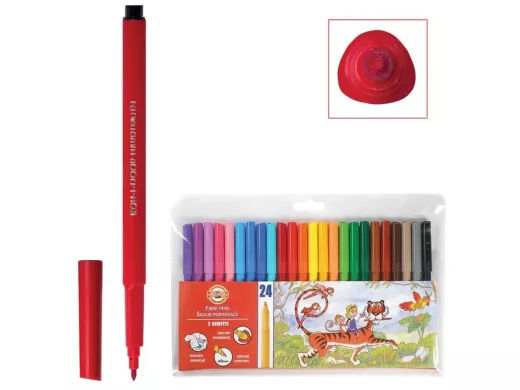 Фломастеры "BR-101267", 24 цвета, смываемые, трехгранные, пластиковая упаковка, европодвес