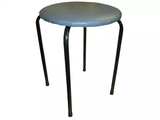 Табурет универсальный "TABURETTO-13995" круглое сиденье, чёрные ножки, серый верх