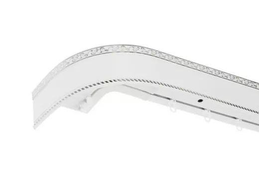 200см карниз ЕСЕНИН СЕРЕБРО 3х рядный с декор. планкой 70мм БЕЛЫЙ ГЛЯНЕЦ. в инд. уп. ультракомпакт