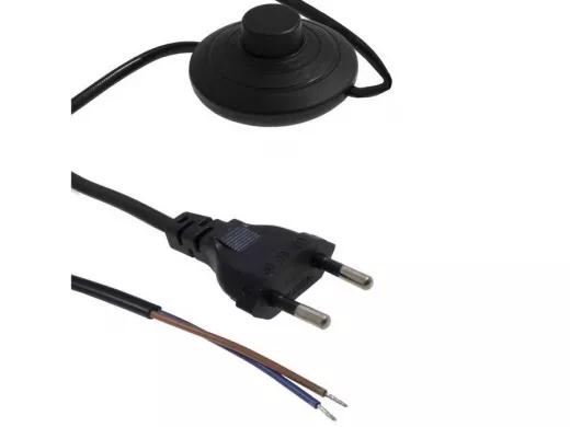 Сетевой шнур с выключателем для бра 2,5 метра кабель 2x0.75мм "ABI 196303" черный