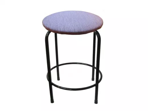 Табурет с подставкой для ног и полкой "TABURETTO-20347" круглое сиденье, чёрные, синий, ткань