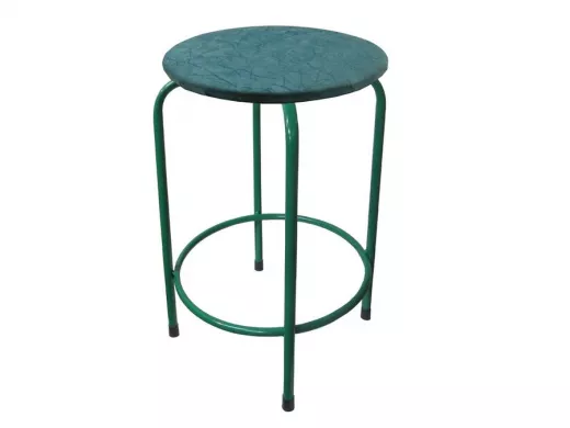 Табурет с подставкой для ног и полкой "TABURETTO-20350" круглое сиденье, зелёный, зелёный, ткань