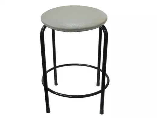 Табурет с подставкой для ног и полкой "TABURETTO-20363" круглое сиденье, чёрные ножки, серый верх