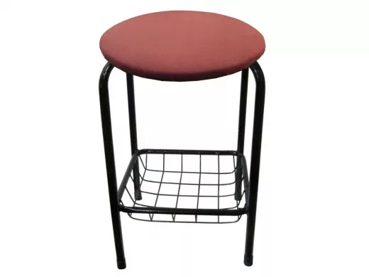 Табурет с подставкой для ног и корзинкой для вещей "TABURETTO-20404" чёрные ножки, бордовый, ткань