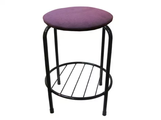Табурет с подставкой для ног и полкой "TABURETTO-20482" круглое сиденье, чёрный, фиолетовый, ткань