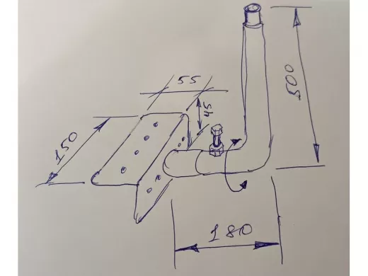 Кронштейн антенный на торец крыши, поворотный, вверх 50 см, обжат, 5х15см "ТОРЕЦКРЕП-217472" черный