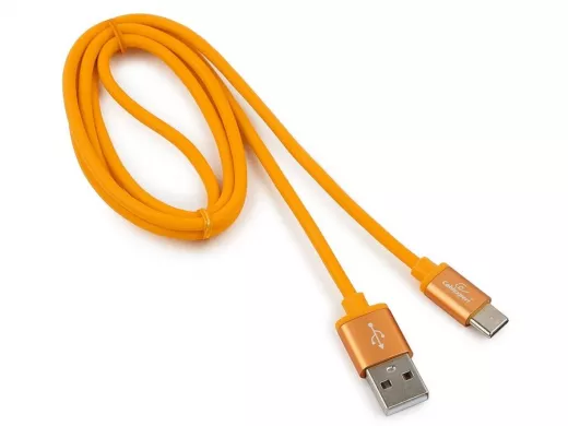 Шнур USB / Type-C Cablexpert CC-S-USBC01O-1M, AM/Type-C,серия Silver,длина 1м,оранжевый,блистер,2,0