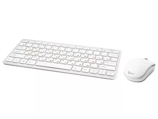 Беспроводной комплект клавиатура+мышь Gembird KBS-7001, 2.4ГГц, серебристый/белый