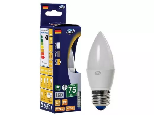 Светодиодная лампа  REV Classic C37 Е27 9W, 2700K, теплый свет, свеча