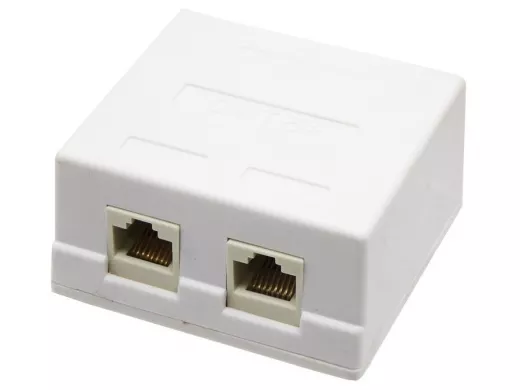 Розетка для витой пары 8р8c 2порта UTP 5  кат. накладная  2 порта BP030 (на блистере)