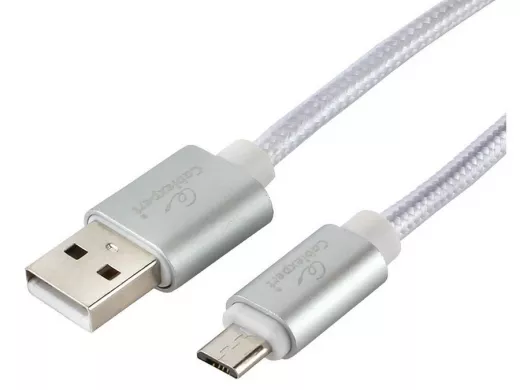 Кабель микро USB (AM/microBM)  1.0 м Cablexpert CC-U-mUSB02S-1M,USB 2.0,серия Ultra,серебристый